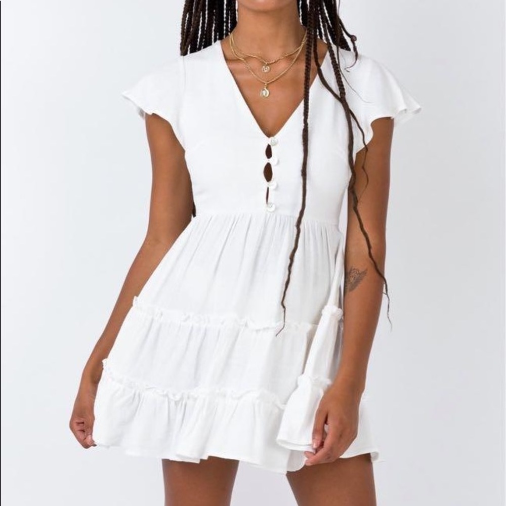 NEW WITH TAGS Princess Polly Off-White Foster Mini Dress Size 10
